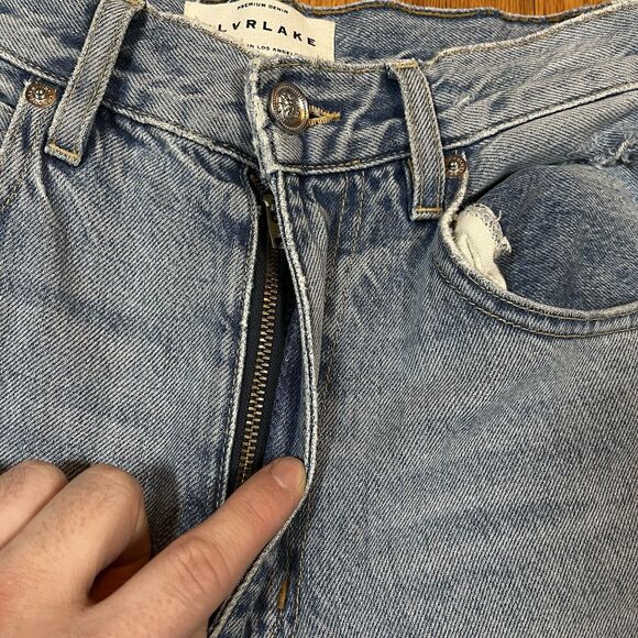 SLVRLAKE Denim Women's London High Rise Straight Leg Jeans 28x30 Distressed - Picture 3 of 12